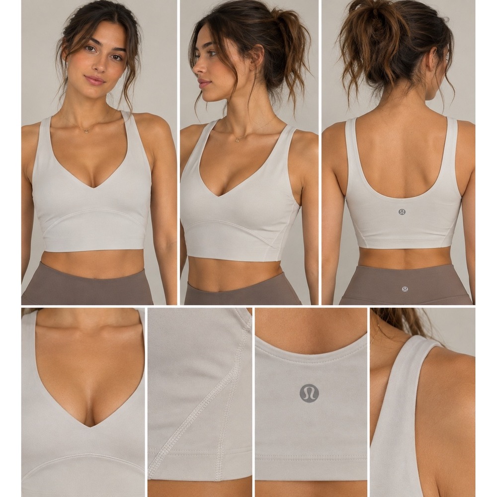 Lululemon Align Tank Top Gray Tan Reversible Nulu Cropped Yoga Bra Size 4